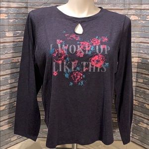 I woke up like this blue long sleeve tee.